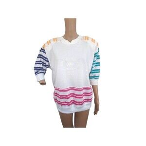90s Vintage Casual Top 1990 MCMXC Striped CA Sport new with tag M